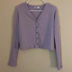 Hollister Purple Button-Up Crop Sweater